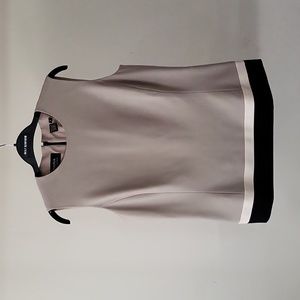 Dana Buchman Taupe Sleeveless Colorblock Shell with Black & Cream Trim